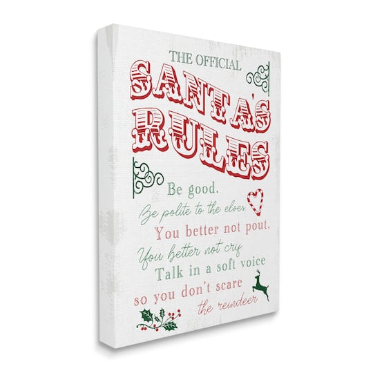 Stupell Industries Official Santa's Rules Christmas List Canvas Wall Art